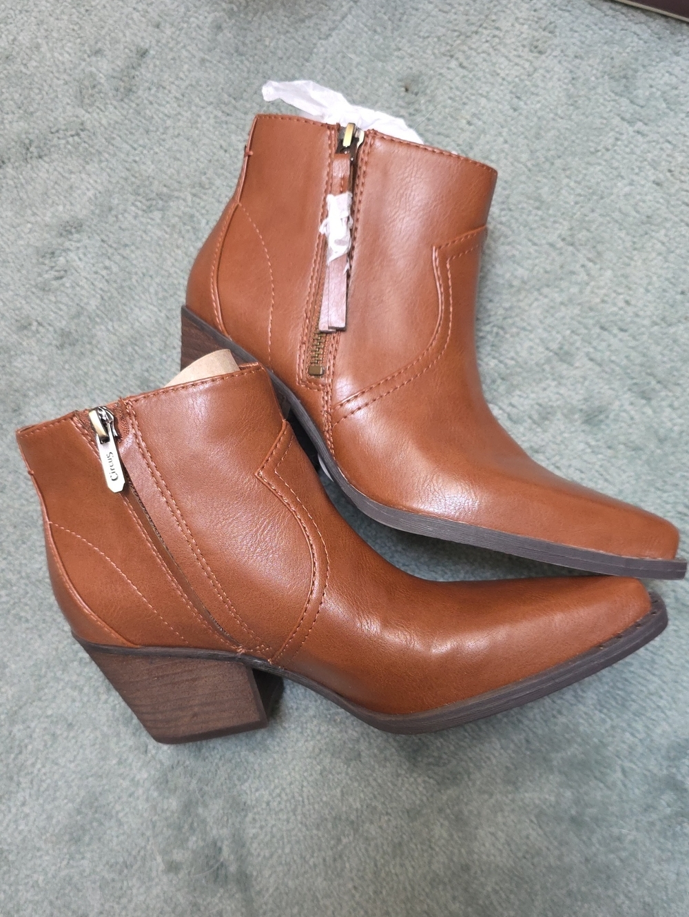 Sam EDELMAN ,Women's Cognac Leather Ankle Booties with Side Zip